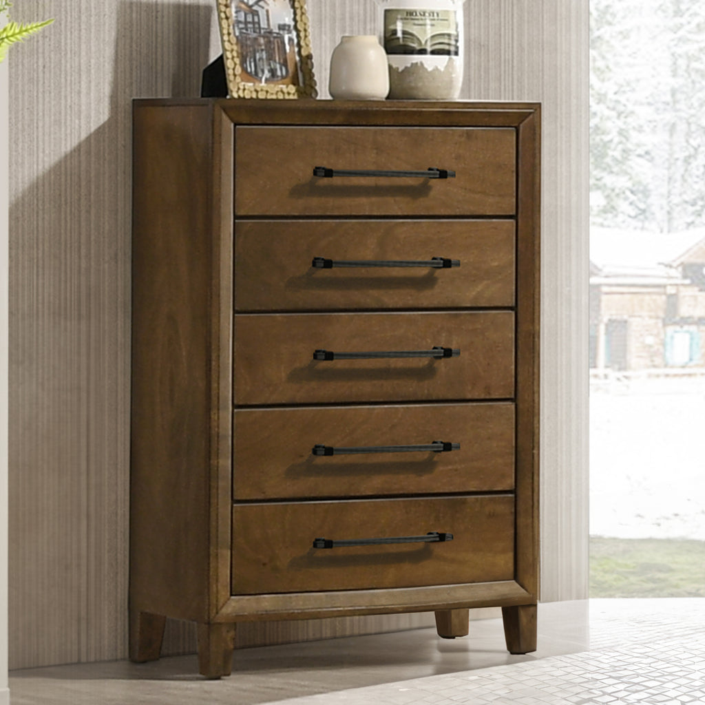 New Classic Furniture BALLARD 5 DRAWER CHEST-WALNUT