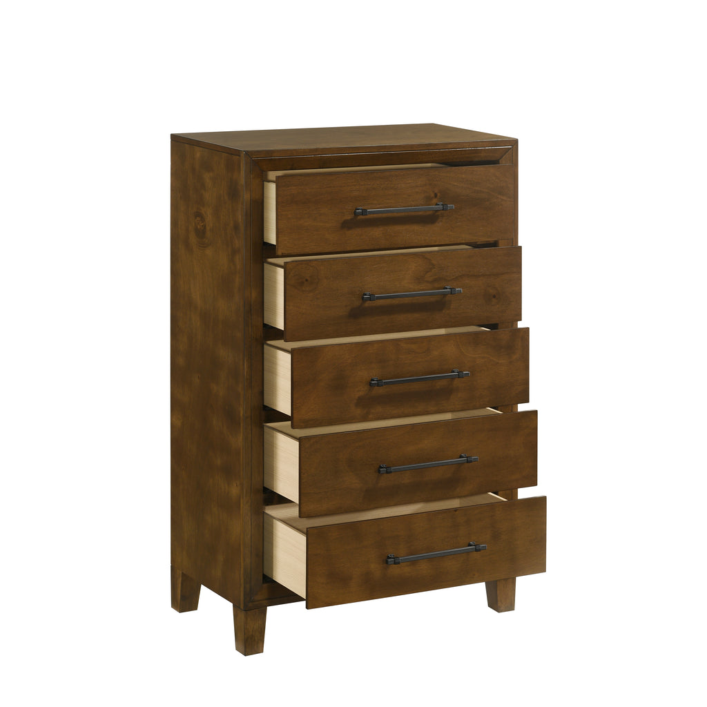 New Classic Furniture BALLARD 5 DRAWER CHEST-WALNUT