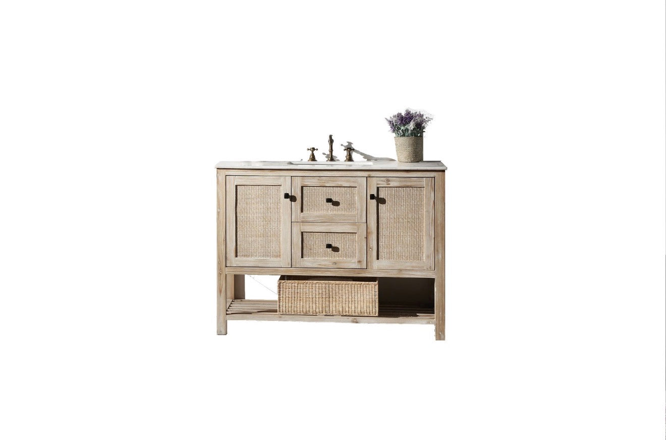 Legion Furniture Solid Wood Sink Vanity With Marble Top -NO Faucet 36", 48", 60"