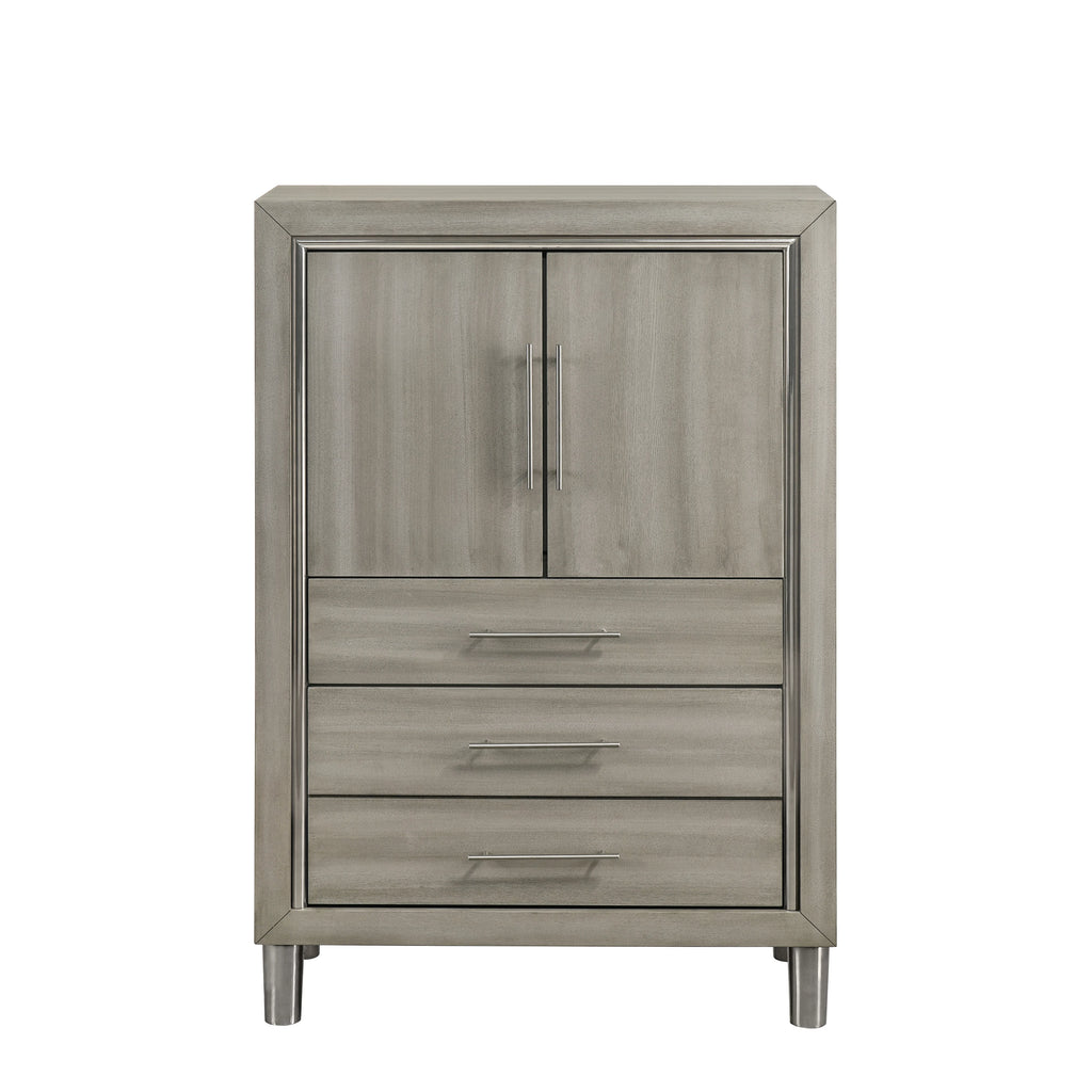 New Classic Furniture LENNOX DOOR CHEST WITH LED LIGHT-GRAY