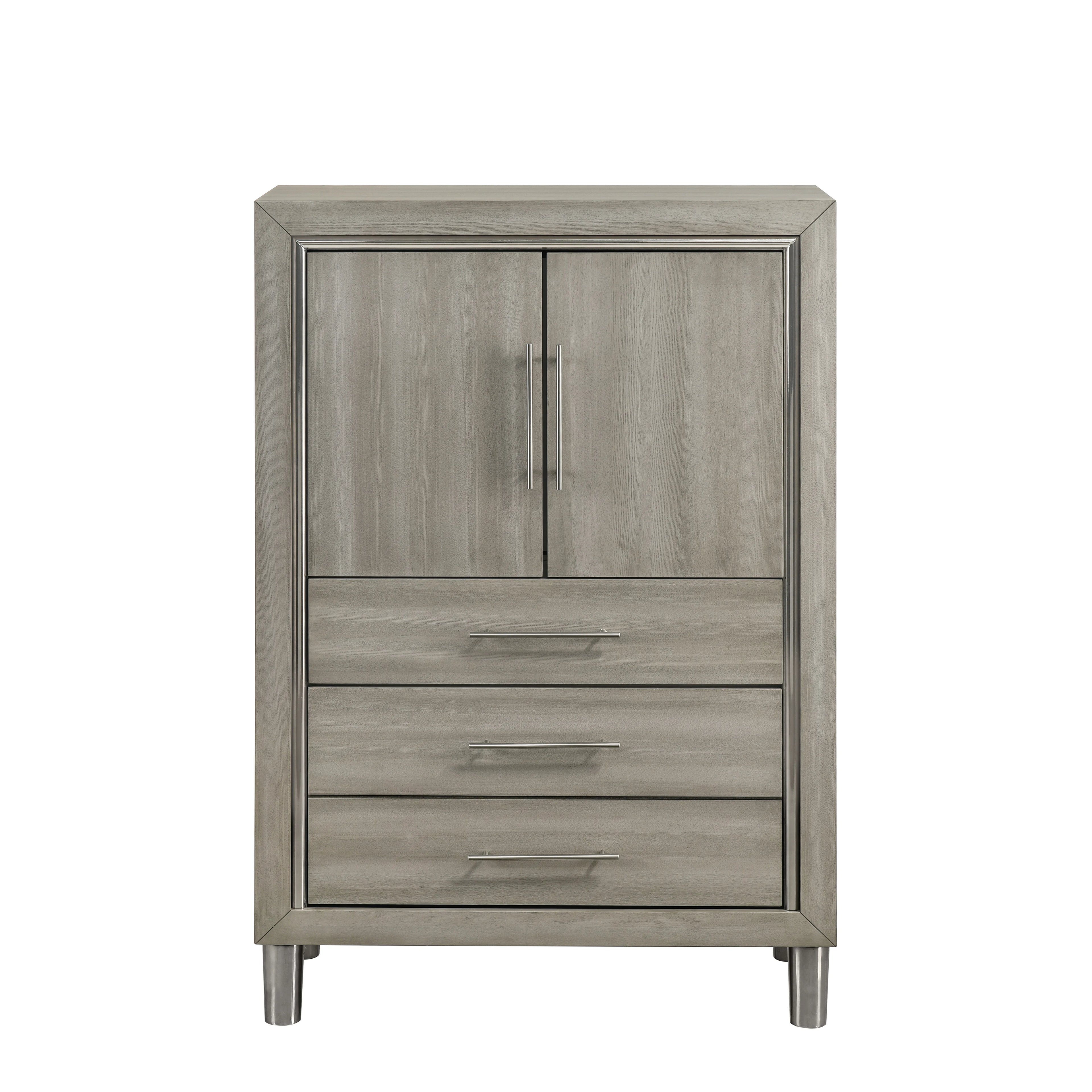 New Classic Furniture LENNOX DOOR CHEST WITH LED LIGHT-GRAY