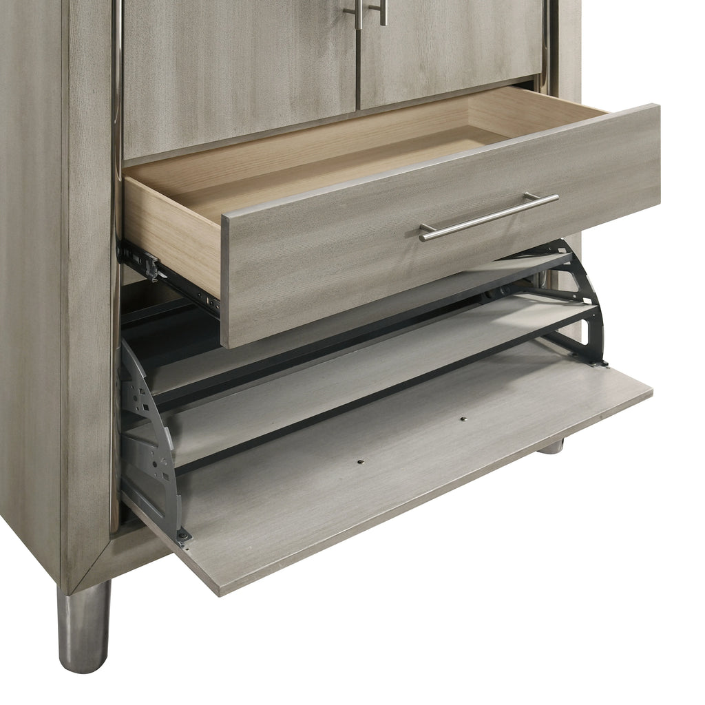 New Classic Furniture LENNOX DOOR CHEST WITH LED LIGHT-GRAY