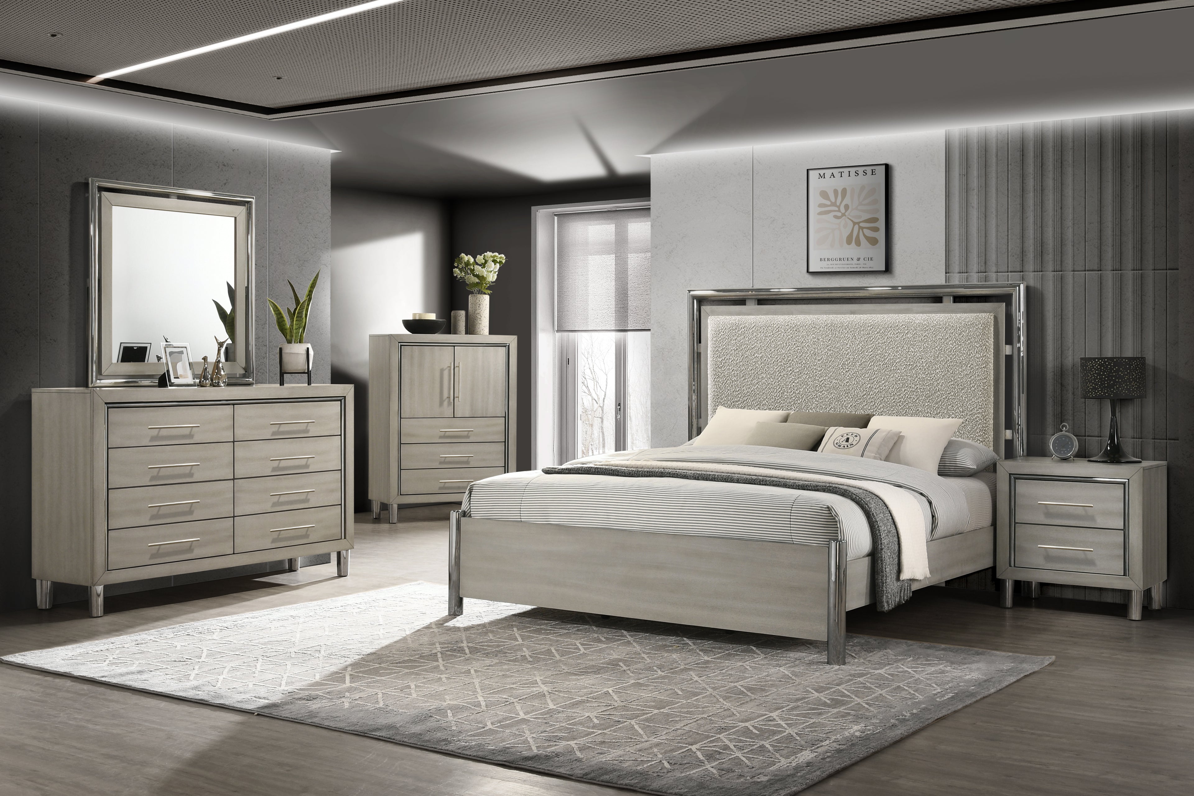 New Classic Furniture LENNOX 6/6-6/0 EK/WK HEADBOARD, FOOTBOARD & SLAT KIT-GRAY
