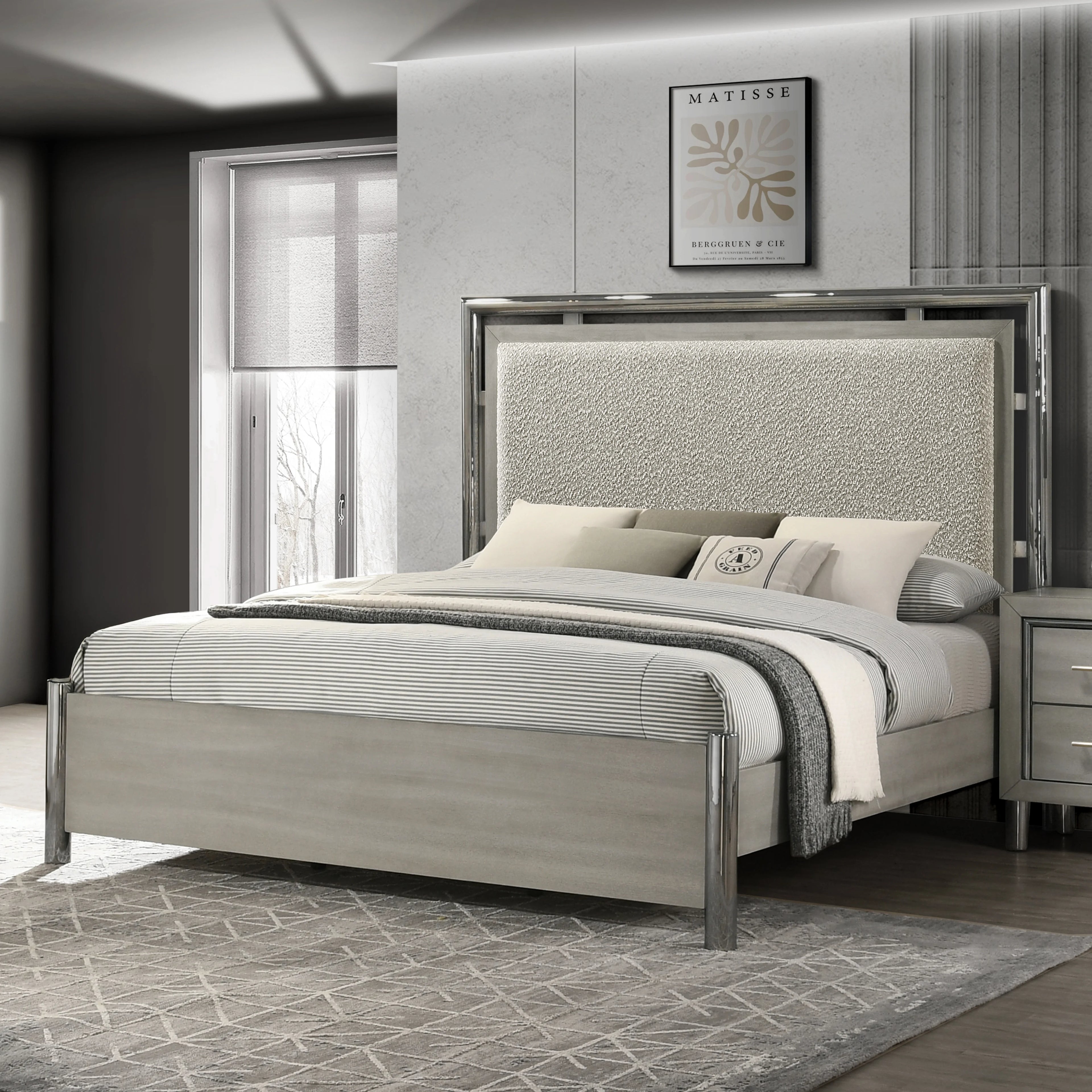 New Classic Furniture LENNOX 6/6-6/0 EK/WK HEADBOARD, FOOTBOARD & SLAT KIT-GRAY