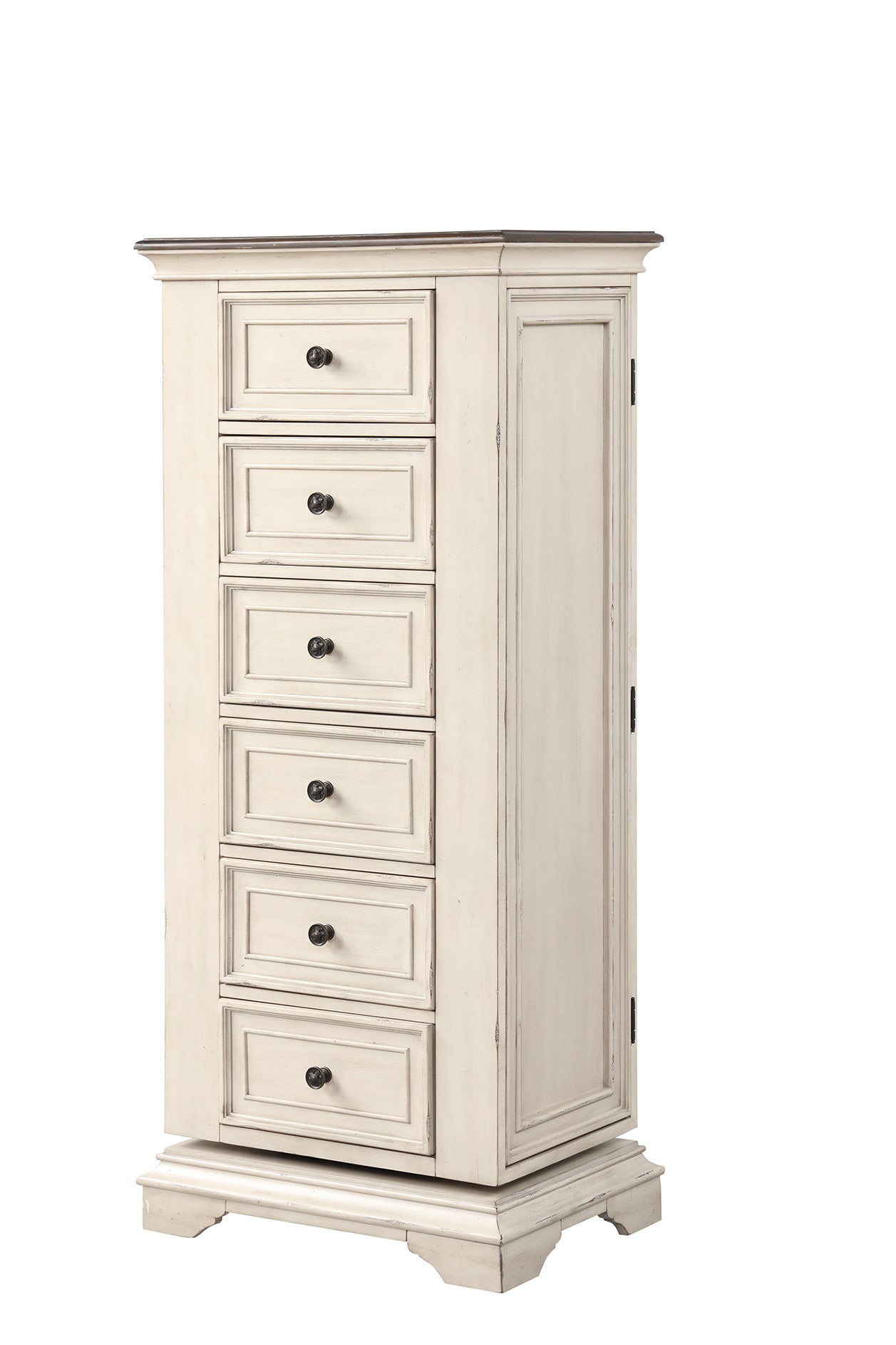 New Classic Furniture ANASTASIA LINGERIE SWIVEL CHEST W/MIRROR-ANT. WHITE