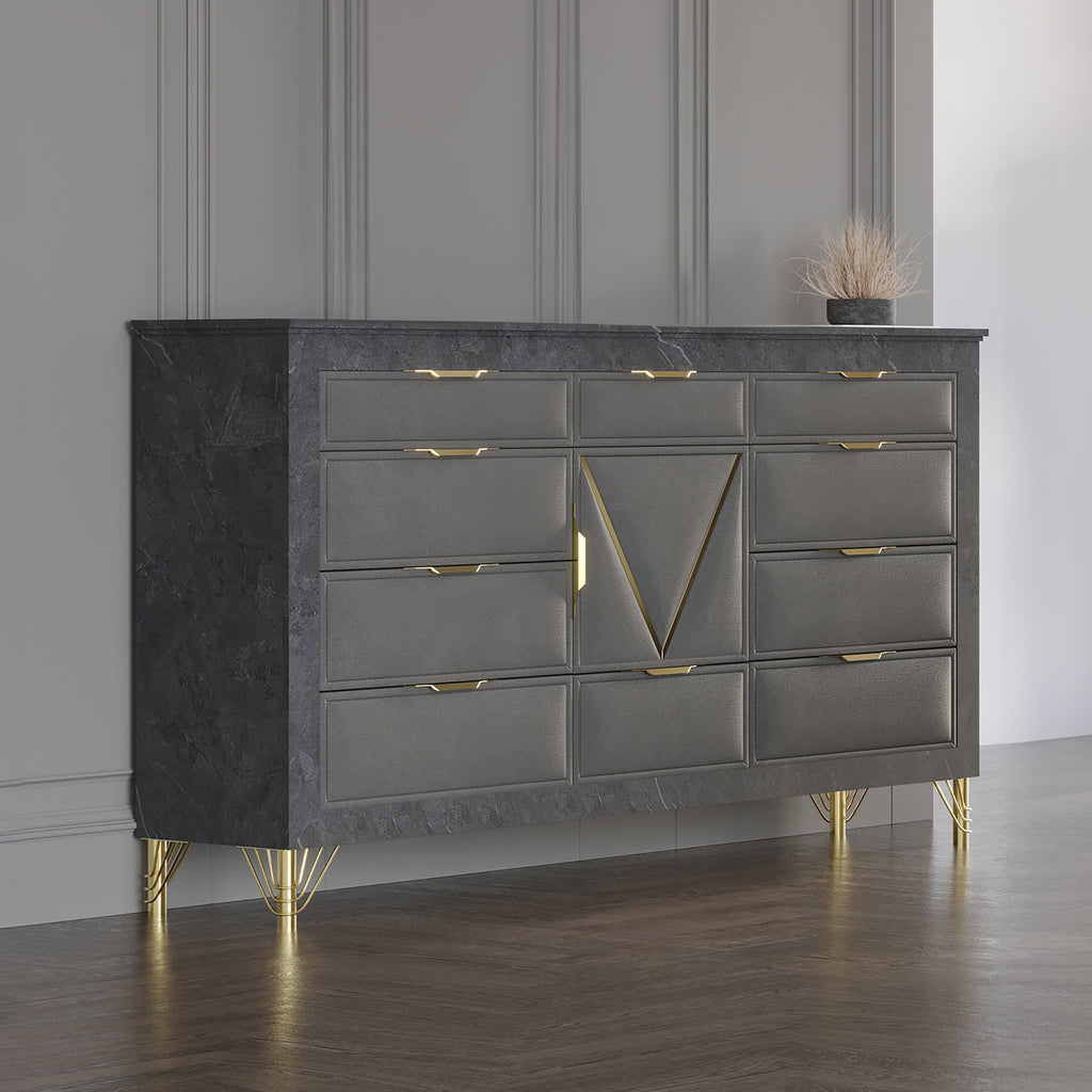 New Classic Furniture SYMMETRY 10 DRAWER DRESSER-CHARCOAL