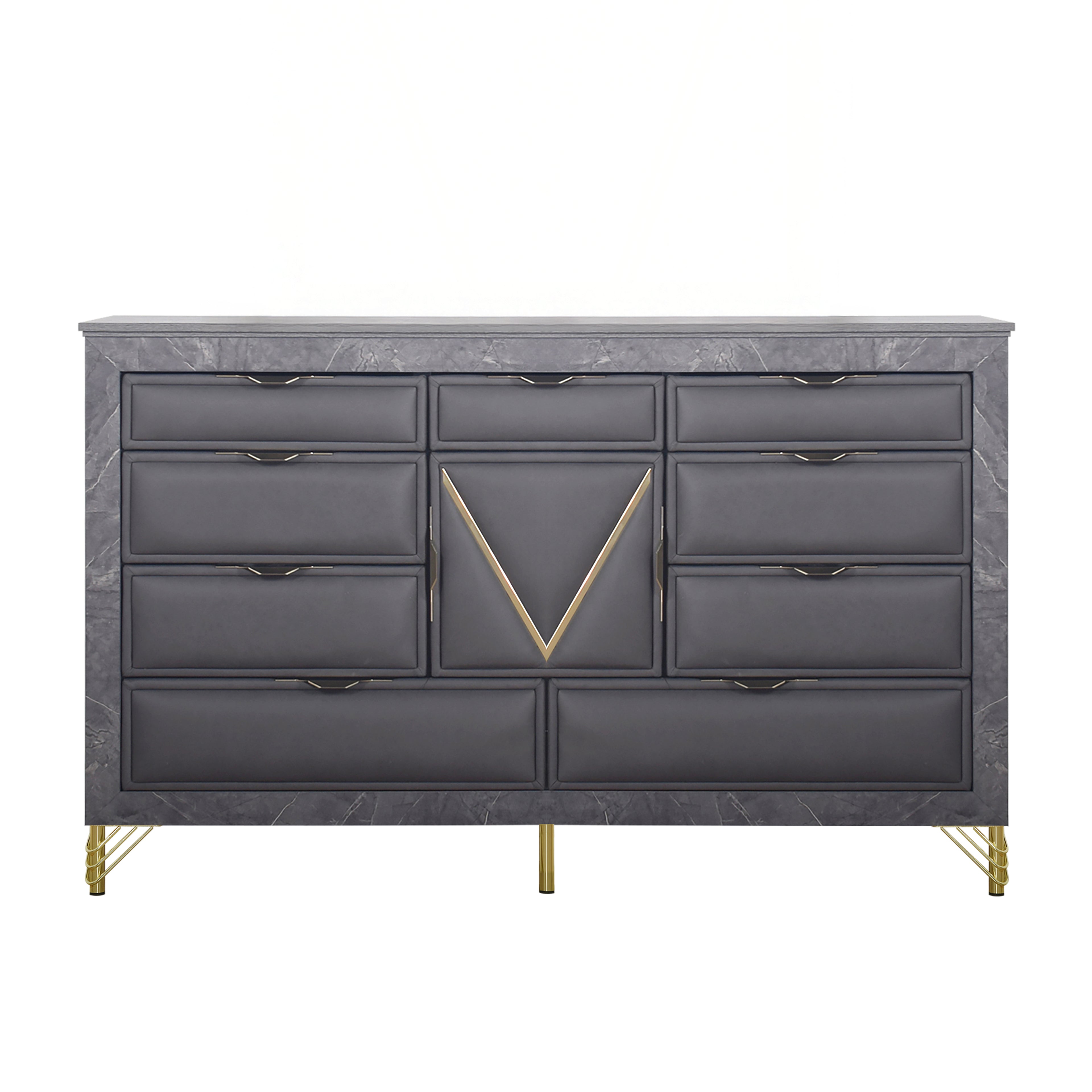 New Classic Furniture SYMMETRY 10 DRAWER DRESSER-CHARCOAL