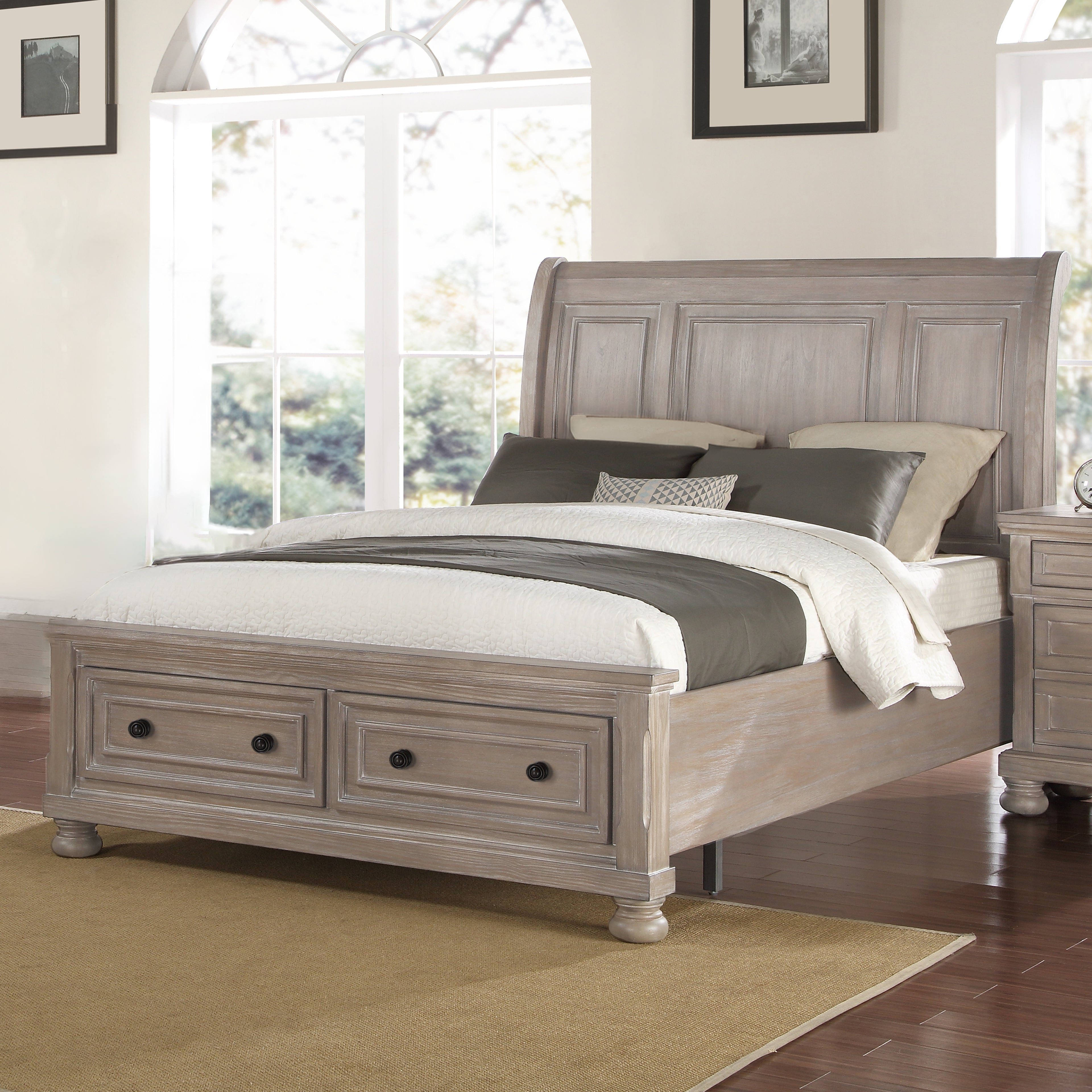 New Classic Furniture ALLEGRA 6/6-6/0 K STORAGE FOOTBOARD & SLATS-PEWTER