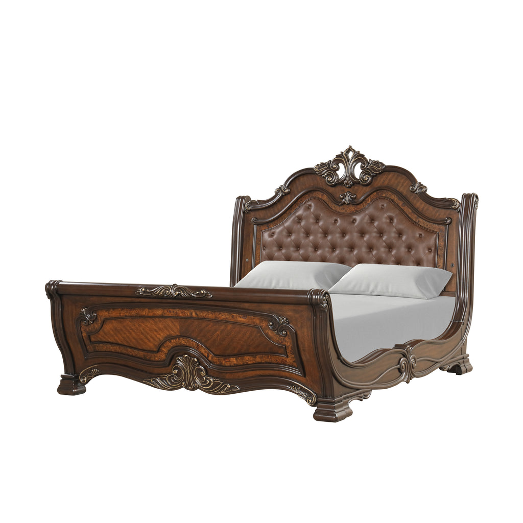New Classic Furniture BELLA NOTTE 6''6"/6''0" K PADDED SLEIGH HEADBOARD- MAHOGANY B
