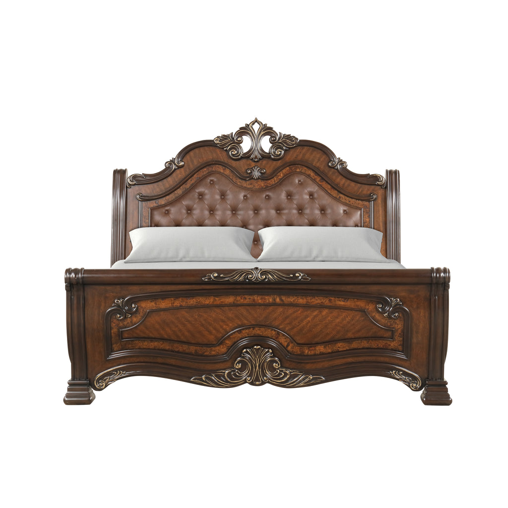 New Classic Furniture BELLA NOTTE 6''6"/6''0" K PADDED SLEIGH HEADBOARD- MAHOGANY B
