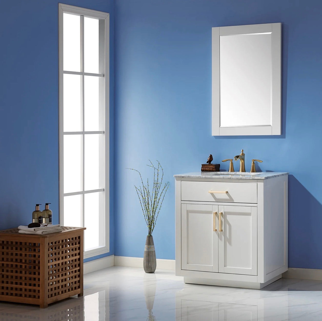 Altair Ivy 30" Single Bathroom Vanity Set and Carrara Marble Countertop