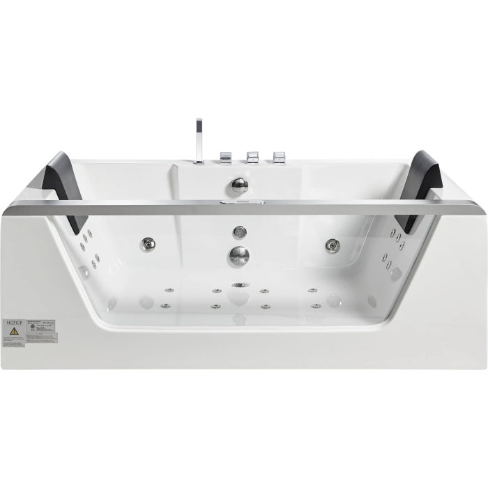 EAGO 6 ft Clear Rectangular Acrylic Whirlpool Bathtub for Two