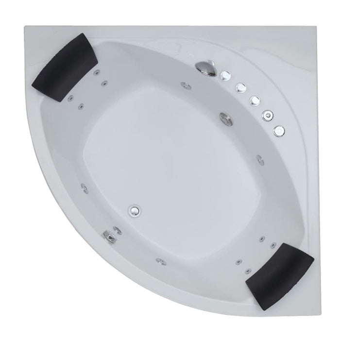 EAGO Rounded Modern Double Seat Corner Whirlpool Bath Tub with Fixtures