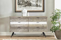 Armen Living Bridges 6-Drawer Dresser in Two-Tone Acacia Wood