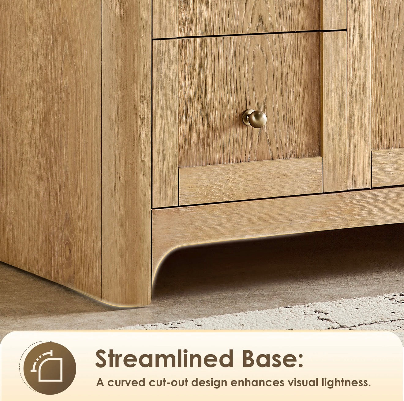 Altair Milner Bathroom Vanity in Brushed Oak with Grain White Engineered Stone Countertop without Mirror