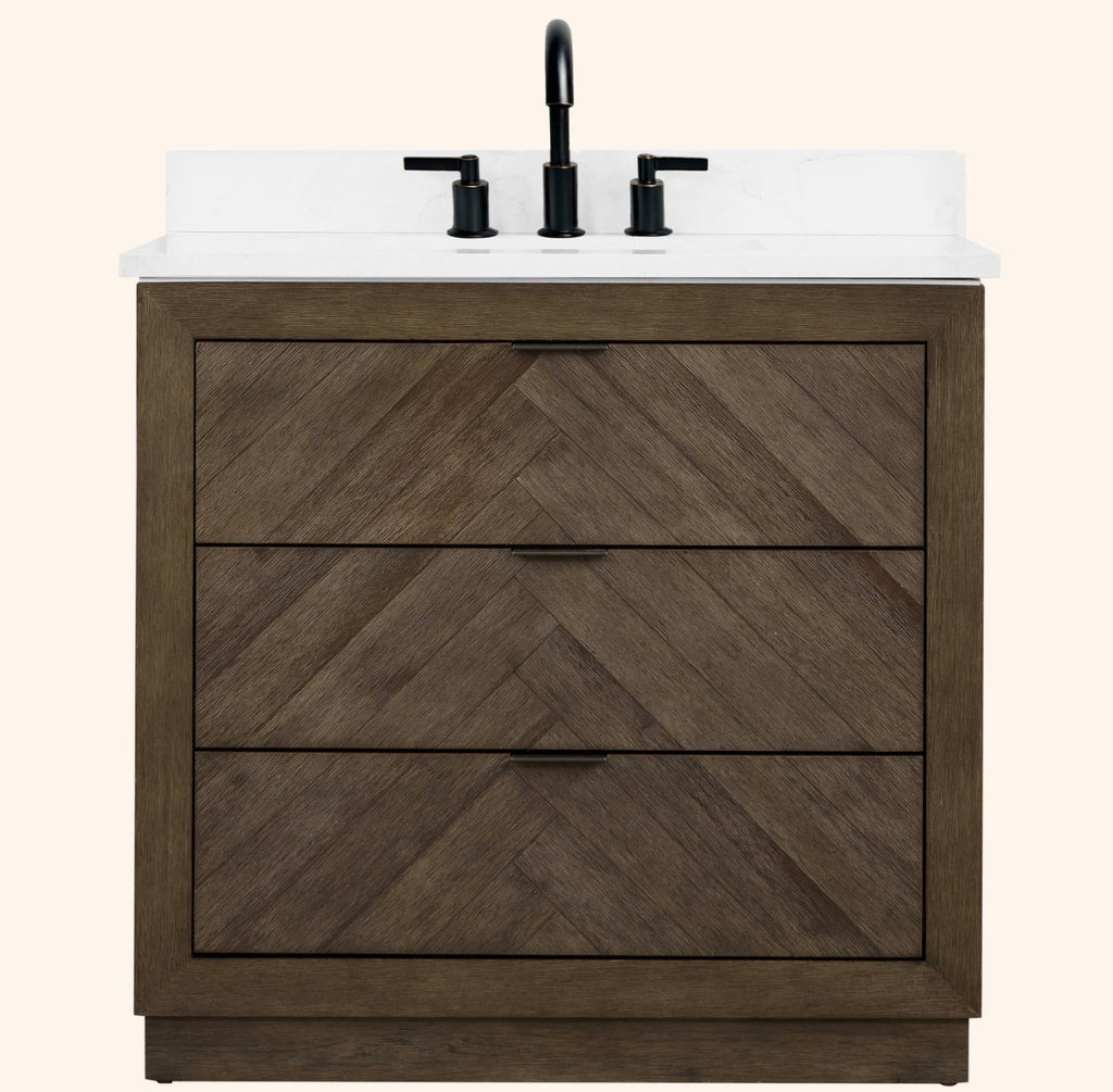 Legion Furniture 36" VANITY WITH 1" THICK WHITE ARTIFICIAL STONE
