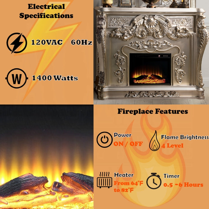 ACME  Antique Silver Finish Sorina Fireplace