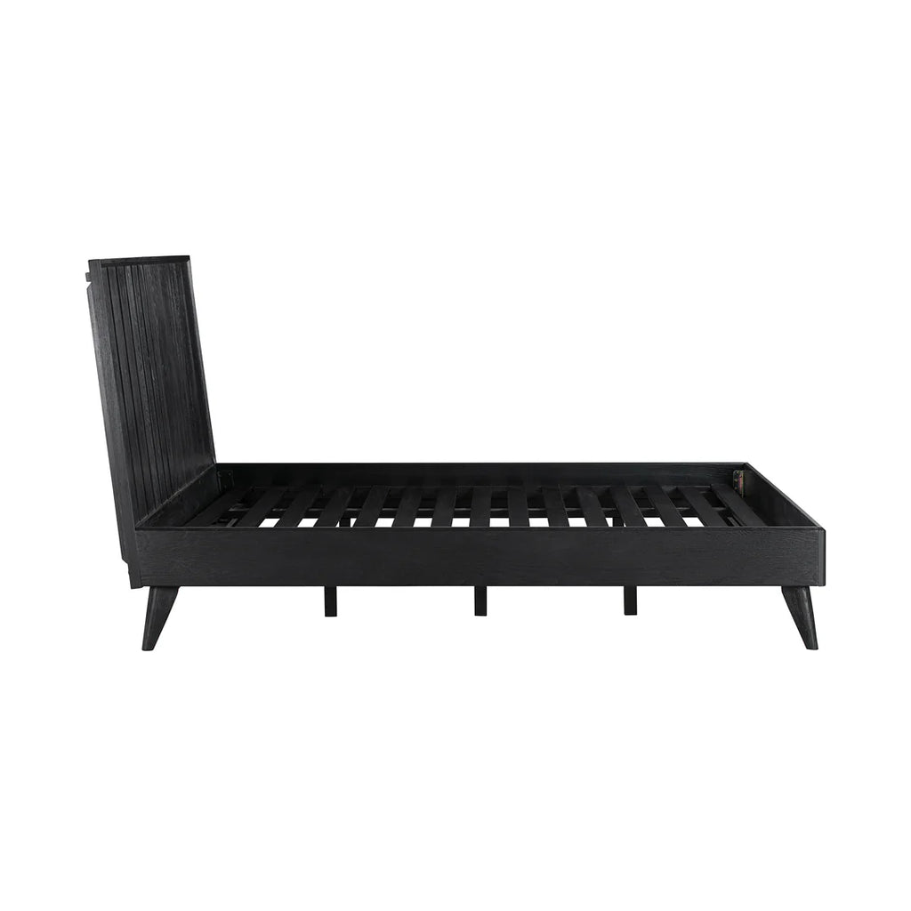 Armen Living Carnaby Platform Bed Frame in Black Brushed Oak