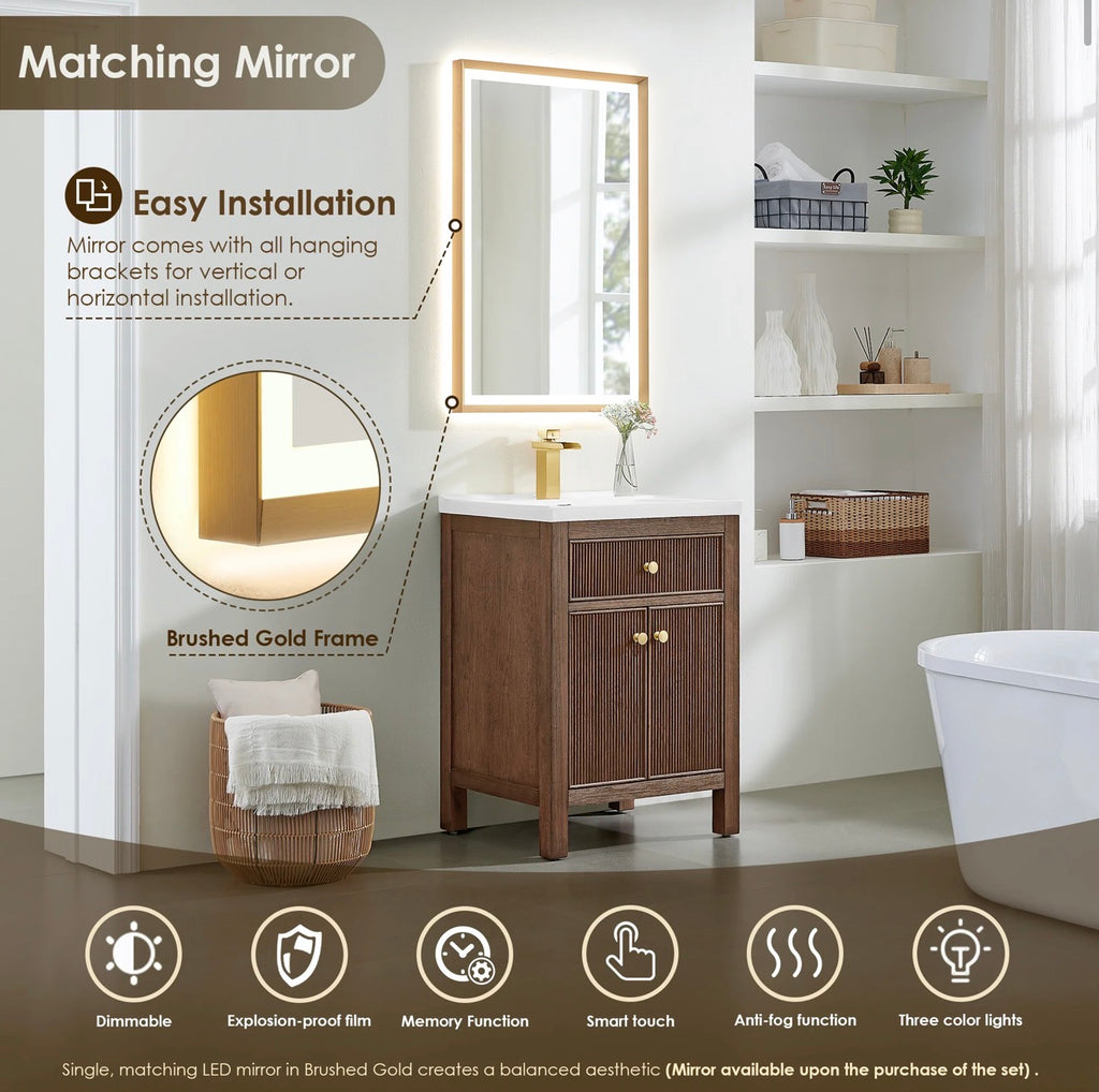 Altair Cerrito 24" Single Bathroom Vanity with White Ceramic Integrated Sink without Mirror