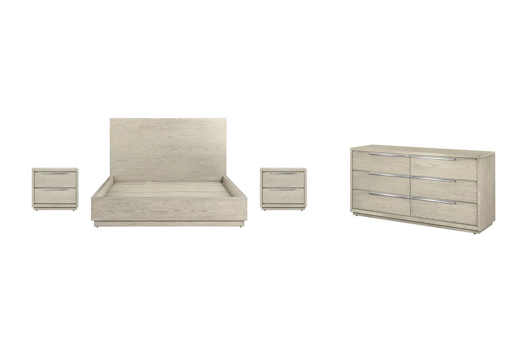 Armen Living Abbey King 4 Piece Bedroom Set in Gray Oak Wood