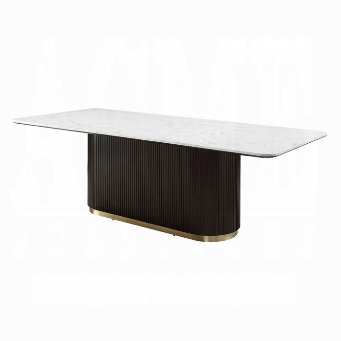 ACME Engineering Marble Top & Espresso Clayten Dining Table w/Marble Top