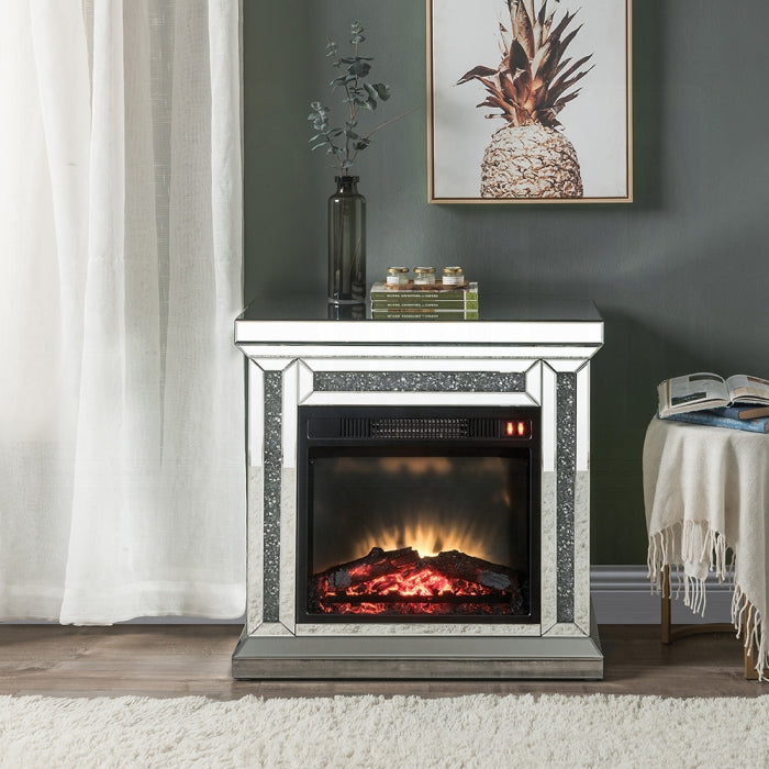 ACME Mirrored & Faux Diamonds Noralie Fireplace