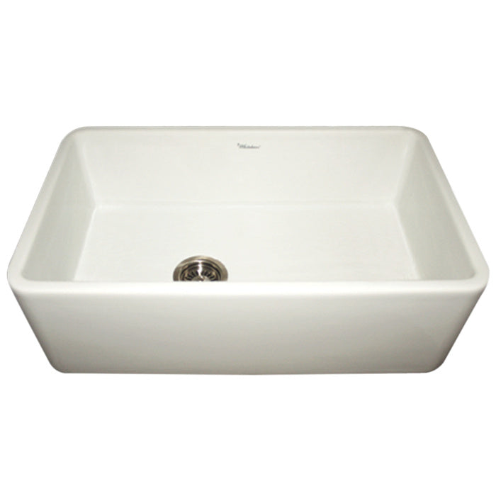 Whitehaus Farmhouse Fireclay Duet Series Reversible Sink with Smooth Front Apron