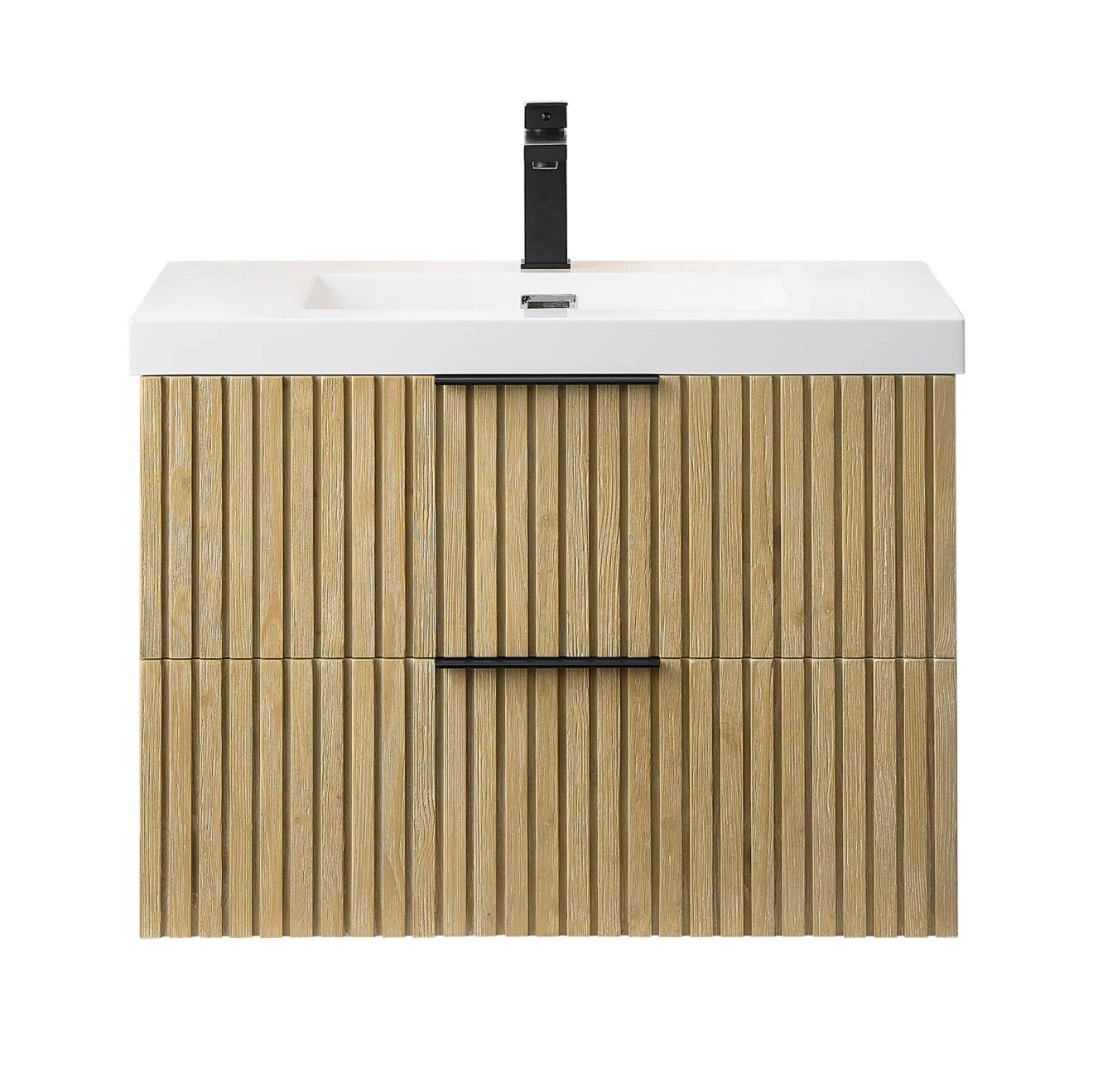 Altair Livia 30" Wall-mounted Single Bathroom Vanity in Nature Brown with White Artificial Drop-in Sink without Mirror