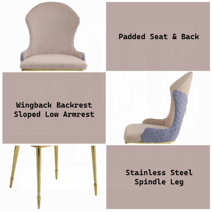 ACME Tan, Lavender & Gold Caolan Side Chair (Set-2)