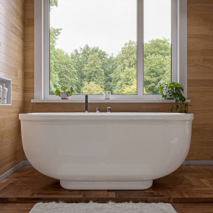 EAGO 6 ft Acrylic White Whirlpool Bathtub w Fixtures