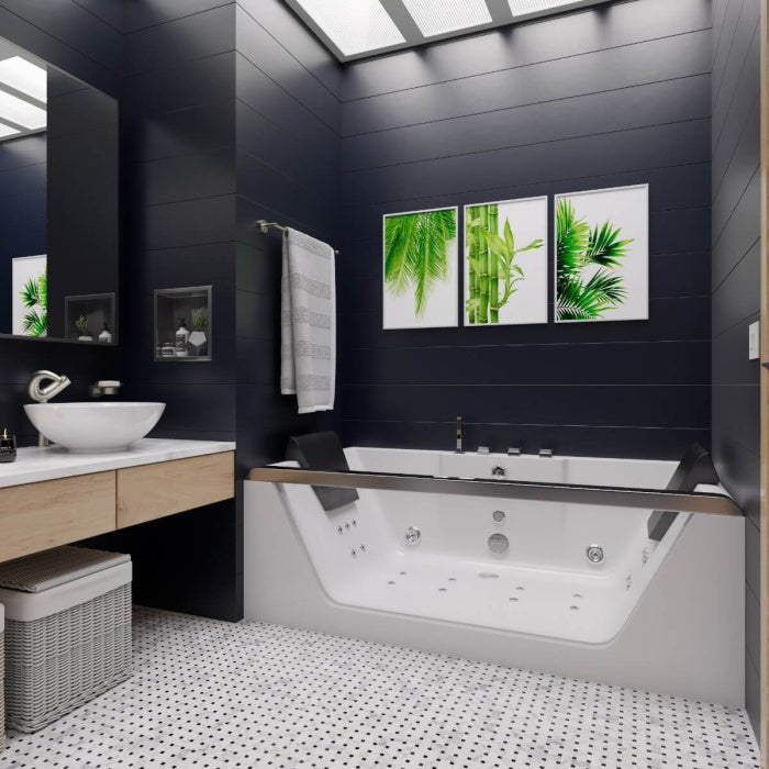 EAGO 6 ft Clear Rectangular Acrylic Whirlpool Bathtub for Two