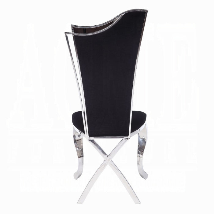 ACME  Black Fabric & Stainless Steel Cyrene Side Chair (Set-2)