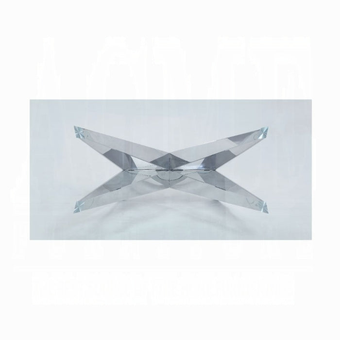 ACME Clear Glass Top & Stainless Steel Dekel Dining Table