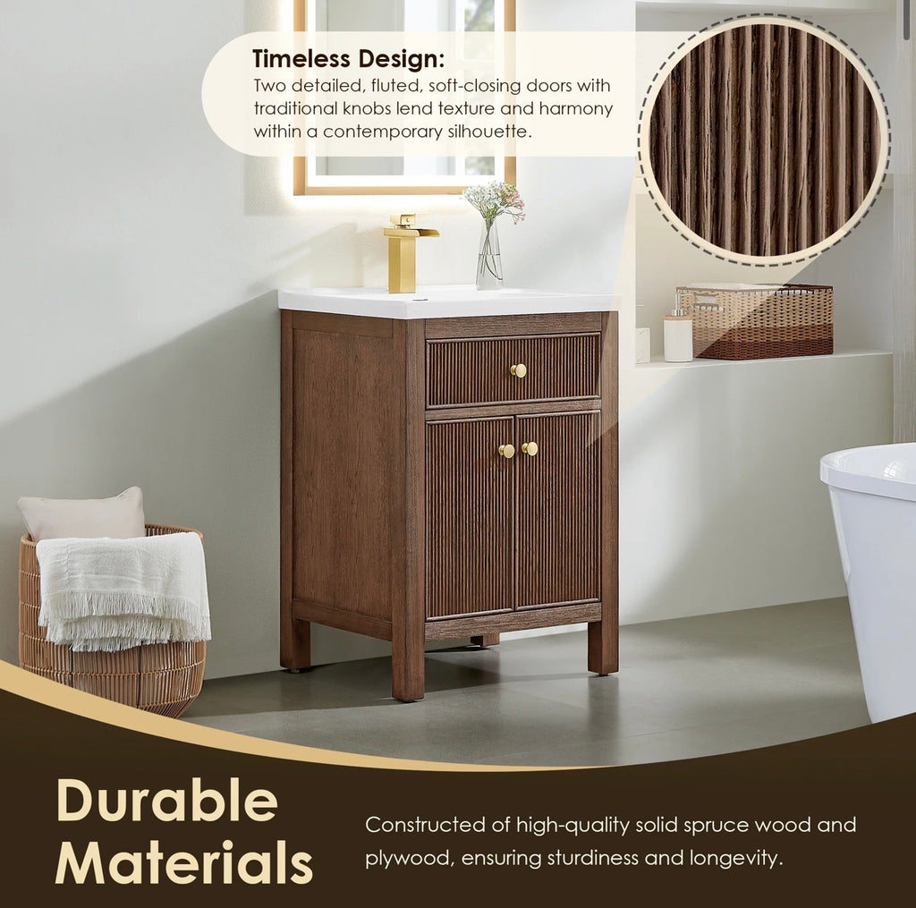 Altair Cerrito 24" Single Bathroom Vanity with White Ceramic Integrated Sink without Mirror