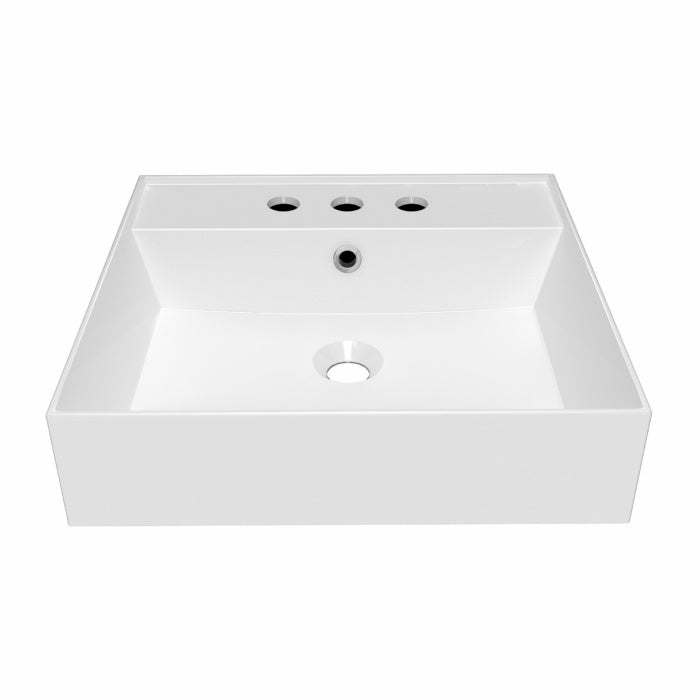 Whitehaus 20" Rectangular Wall Mount Basin with Widespread Faucet Drilling and Overflow