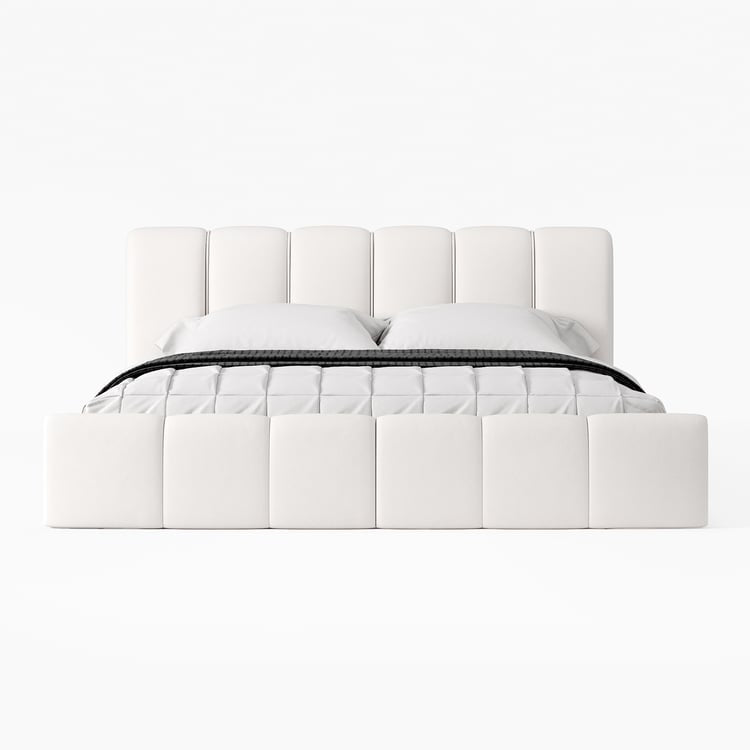 Humply Modern Leather Wingback King Bed Frame with Upholstered Headboard