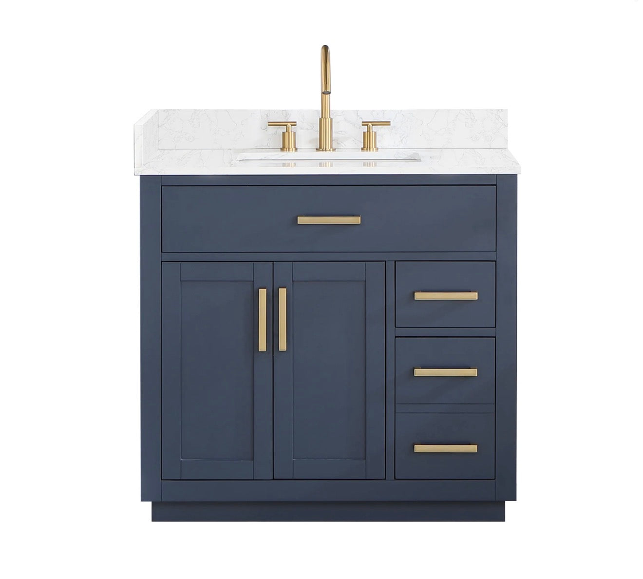 Altair  Gavino 36" Single Bathroom Vanity with Grain White Engineered Stone Countertop