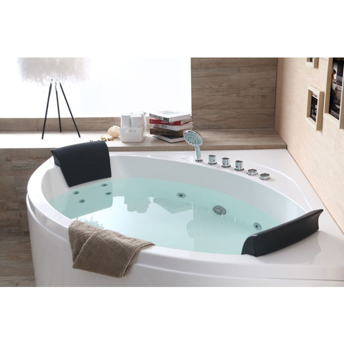 EAGO Rounded Modern Double Seat Corner Whirlpool Bath Tub with Fixtures