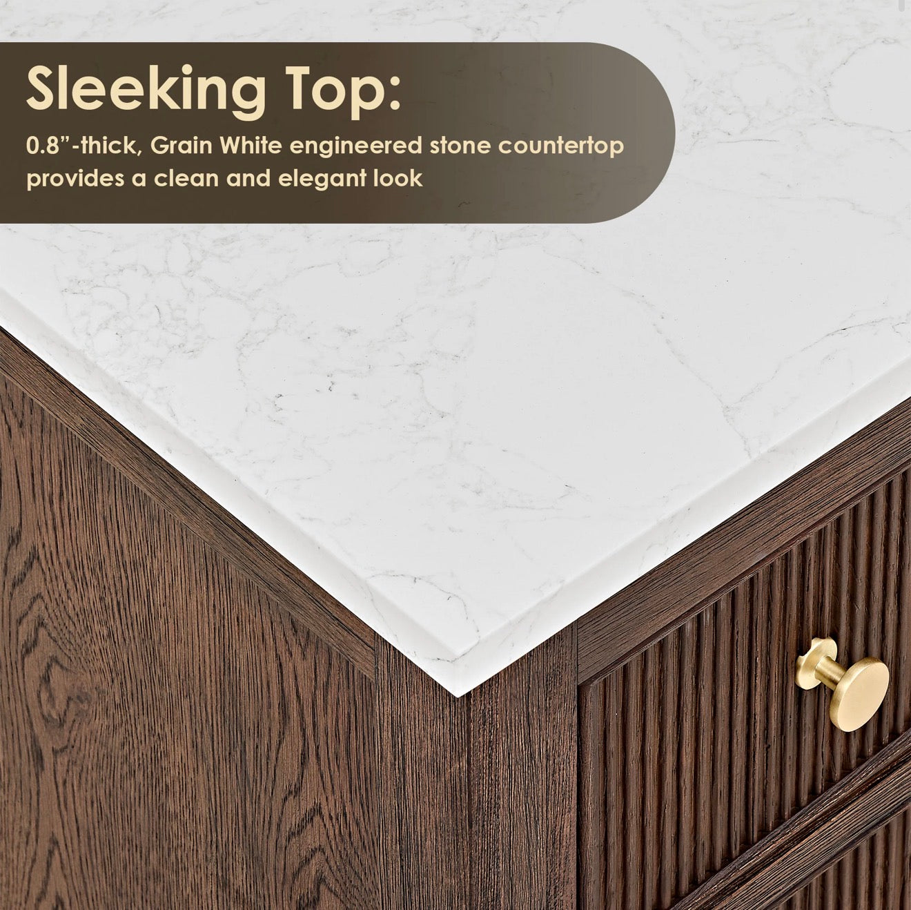 Altair Cerrito 60" Single Bathroom Vanity with Grain White Engineered Stone Countertop without Mirror