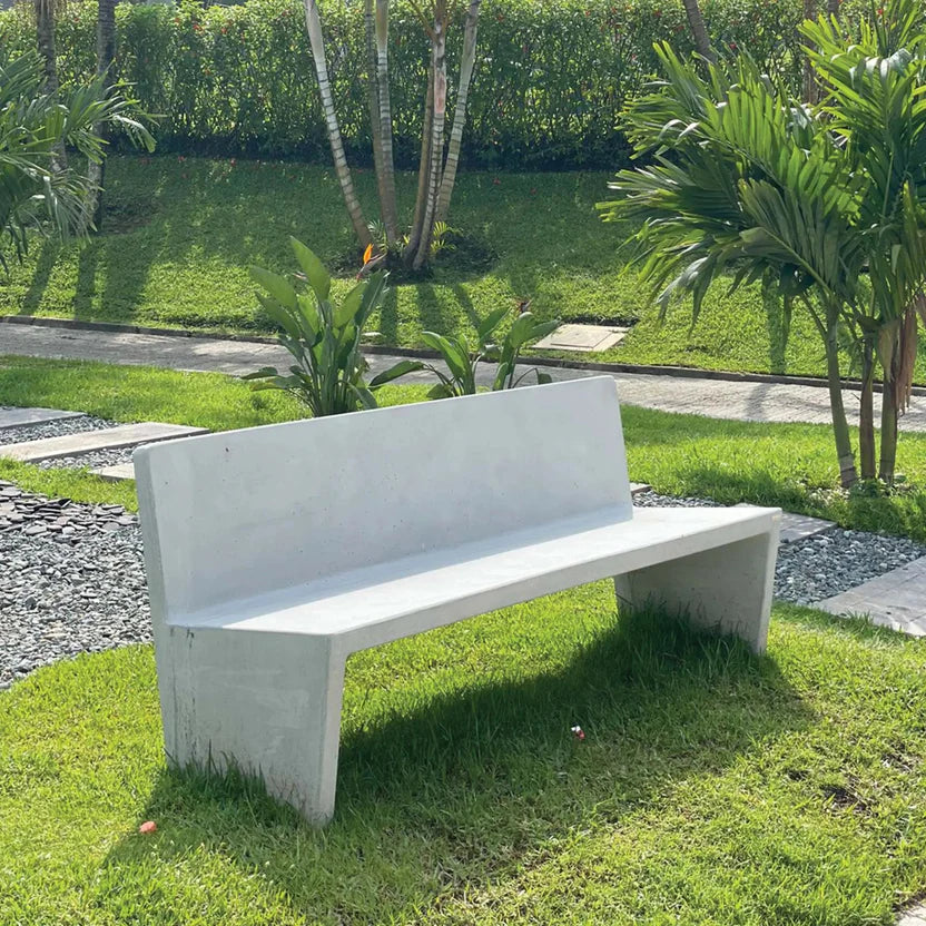 KONKRETUS Aeero Backrest Bench – Handcrafted Concrete Bench with Back Support