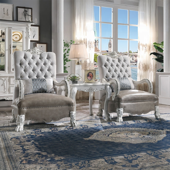 ACME Bone White Dresden Chair W/Pillow