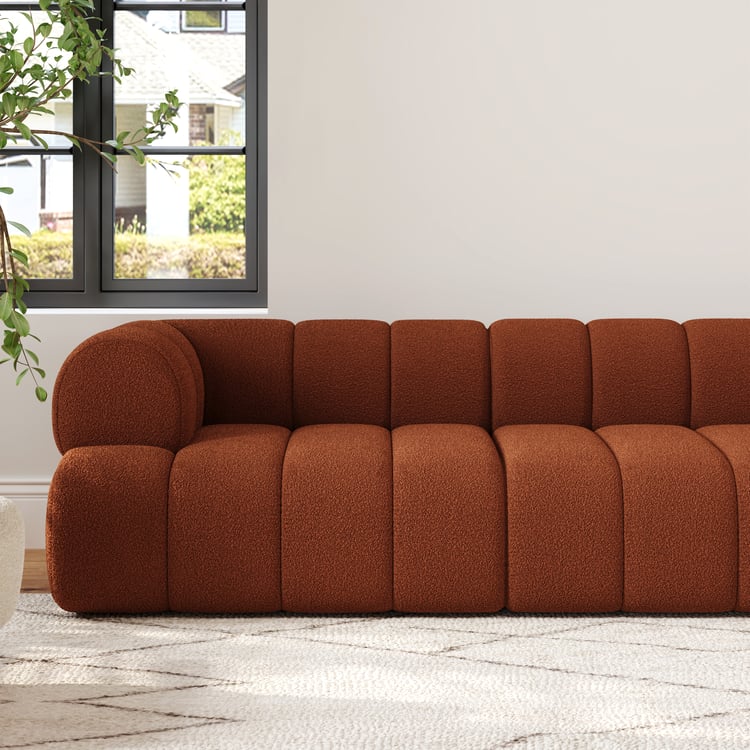 Nimbus 118" 3-Piece Channel Bouclé RUST Sectional Sofa with Chaise