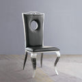 ACME Black Synthetic Leather & Stainless Steel Cyrene Side Chair (Set-2)