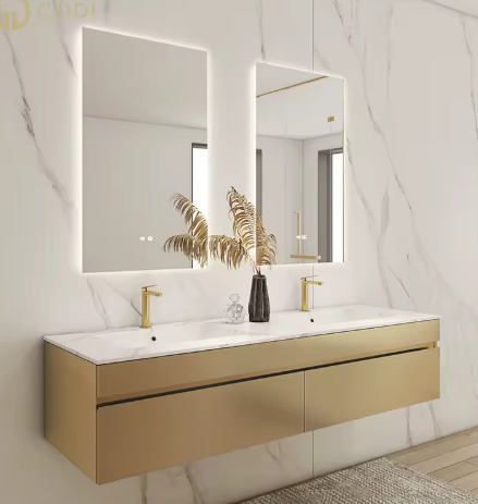 Wood slate double sink countertop