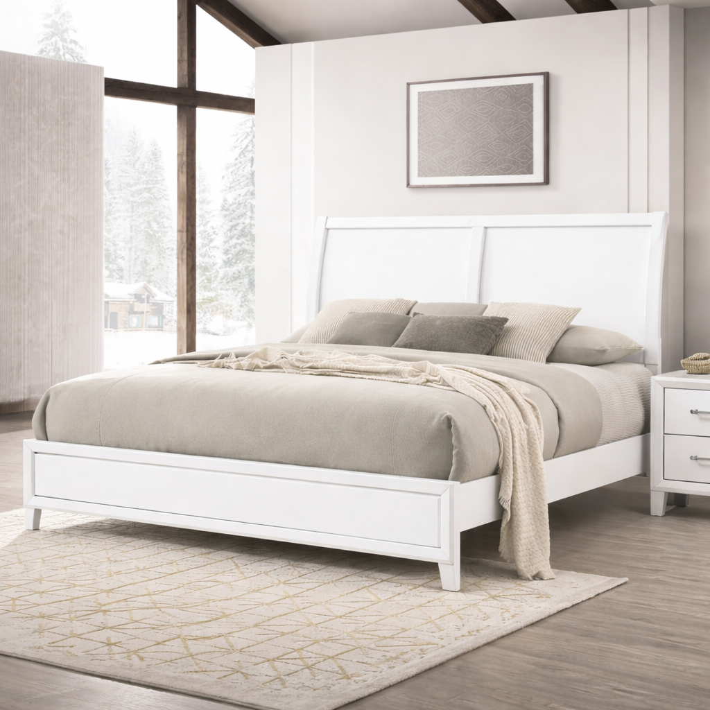 New Classic Furniture BALLARD 6/6-6/0 EK/WK HEADBOARD, FOOTBOARD & SLAT KIT-WHITE