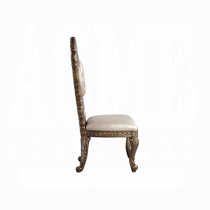 ACME Brown Gold Finish Constantine Side Chair (Set-2)