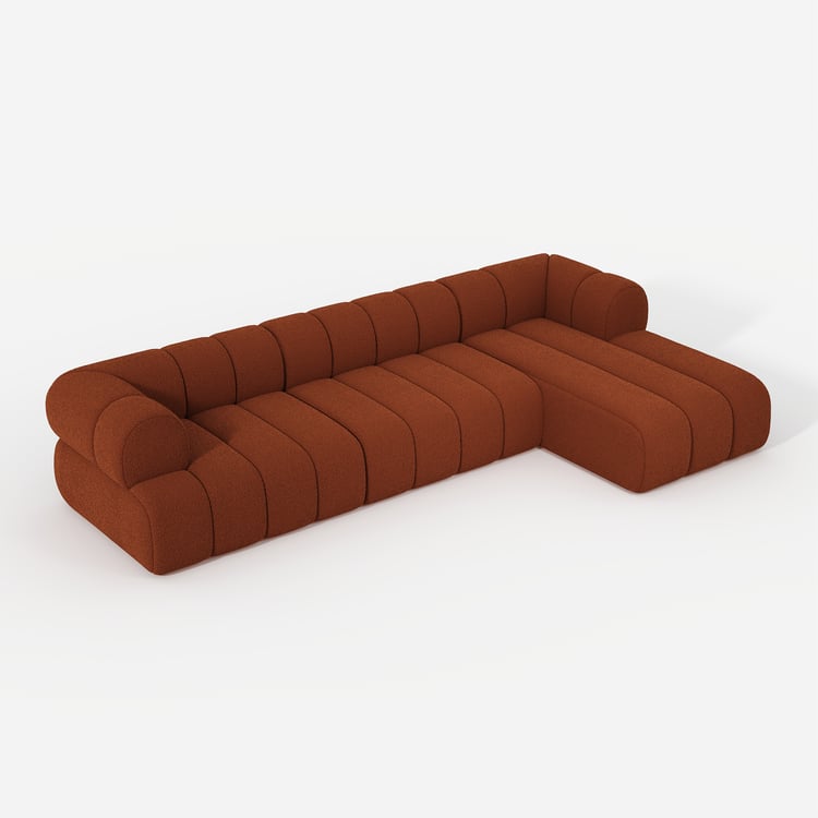 Nimbus 118" 3-Piece Channel Bouclé RUST Sectional Sofa with Chaise