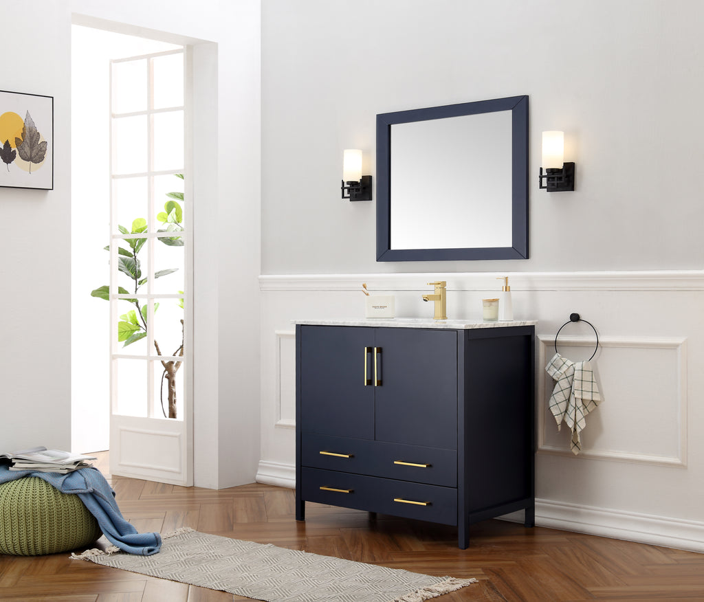 Legion Furniture Blue Solid Wood Sink Vanity WITH Mirror -NO Faucet