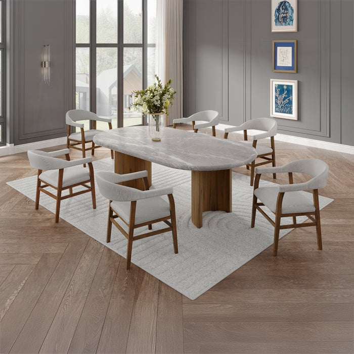 ACME Natural Marble Top & Dark Walnut Finish Darcy Dining Table