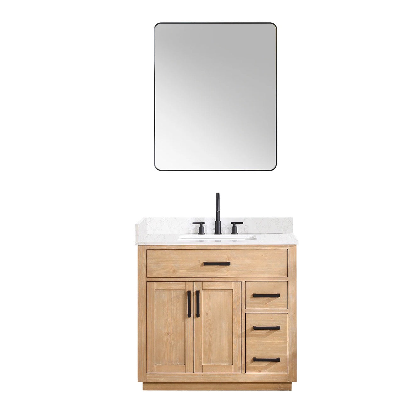 Altair  Gavino 36" Single Bathroom Vanity with Grain White Engineered Stone Countertop